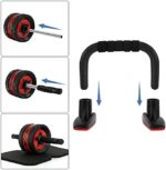 EnterSports Bauchroller Bauchmuskeltrainer, 6-in-1 Bauchtrainer mit Fitnessband, Liegestütze, Kniematte, Bauchtrainer für Zuhause ,Fitness Geräte, Bauchmuskel roller, Gut für Heimtraining – Bild 3