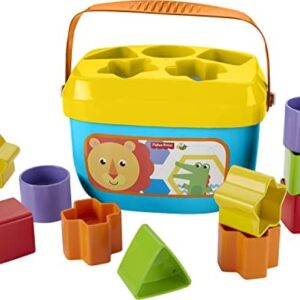 Fisher-Price - Babys Erste Bausteine Baby Spielzeug Formensortierspiel mit Spielwürfeln und Eimer zum Verstauen, Babyspielzeug ab 6 Monaten