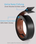 Chaoren Herren-Automatikgürtel, 2-teilig, Ratschengürtel aus Leder, 35 mm breit, mit Geschenkbox – 05 Schwarz/Braun – Bild 4
