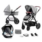 Kinderkraft Kinderwagen 3 in 1 MOOV Kinderwagenset Sportwagen Buggy Babyschale Grosse Räder Luftreifen Hohe Verarbeitungsqualität Bequemerr