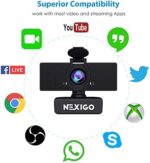 NexiGo N60 1080P Webcam, HD Webcam mit Mikrofon, Softwaresteuerung und Datenschutzabdeckung, USB-Computerkamera, Sichtfeld mit 110°, Plug-and-Play, für Zoom/Skype/Teams, Konferenzen und Videoanrufe – Bild 6