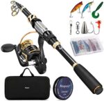 Magreel Angelrute Teleskop-Angeln Stationärrolle Combo Set mit Angelschnur Angelköder Set Zubehör und Tragetasche für Salzwasser Süsswasser