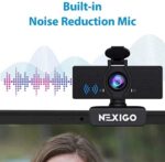 NexiGo N60 1080P Webcam, HD Webcam mit Mikrofon, Softwaresteuerung und Datenschutzabdeckung, USB-Computerkamera, Sichtfeld mit 110°, Plug-and-Play, für Zoom/Skype/Teams, Konferenzen und Videoanrufe – Bild 2