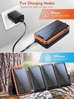 Faltbare Solar Powerbank 25000mAh, 1+3 faltbare Solarpanels, 2 USB-Ausgänge, wasserfest - Ideal für Smartphones, Tablets, Camping. – Bild 3