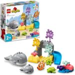 LEGO 10972 DUPLO Wilde Tiere des Ozeans, Lernspielzeug ab 2 Jahre, Spielzeug-Set für Kleinkinder mit Meerestieren und Spielmatte
