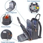 Wickeltasche Rucksack, Dikaslon Grosser Wickelrucksack mit Multifunktions Babytaschen und mobiler Wickelauflage, Schnullerhalter und Kinderwagengurte, für Mama und Papa – Bild 3