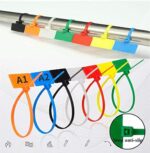 Kabelbinder Tags,250 Stück Nylon-Kabelbinder Kabelmarkierungs-Etiketten, 7 Farben, mit 3 Markerstiften und 256 selbstklebenden Kabel-Etiketten für Zuhause und Büro – Bild 4