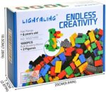 LIGHTALING Bausteine 1000 Teile Kompatibel mit Lego - Bulk Bausteine Classis Color Farben, Building Bricks Block für 6 Jahren Herauf Kinder, für Mädchen Unisex Kühle Lernspielzeug, Inklusive 2 Figuren – Bild 7