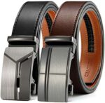 CHAOREN Automatik gürtel herren 2 Stücke, Gürtel Ratsche Automatikschliesse Ledergürtel für Herren Verstellbar Breit mit Geschenkbox