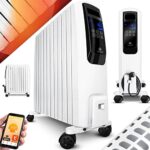 KESSER® 2500W Ölradiator mit WiFi App & Fernbedienung digitalem Display, elektrischer energiesparender Heizkörper mit 10 Rippen, Timer Zeitschaltuhr, 4 Heizstufen, Thermostat, Weiss