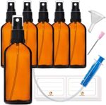 HandsUnity Sprühflasche Glasflasche mit Zerstäuber Bernstein Apothekenflaschen-Set mit schwarzer Zerstäuber Glassprühflasche aus Braunglas mit 17 Stk Zubehörteilen