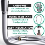 hoffmann Duschschlauch, Standard 1/2 Anschlüsse aus Messing, sehr flexibel + knickfest, Made in Germany – Bild 3