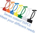 Kabelbinder Tags,250 Stück Nylon-Kabelbinder Kabelmarkierungs-Etiketten, 7 Farben, mit 3 Markerstiften und 256 selbstklebenden Kabel-Etiketten für Zuhause und Büro – Bild 2