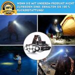 Stirnlampe,MLIAIMCE Superheller Stirnlampe LED Wiederaufladbar 18000 Lumen 8 LED 8 Modi Mit Rotlicht Warnlicht Kopflampe,IPX4 Wasserdicht,Perfekt Für Camping,Fischen,Outdoor,Joggen,Arbeit,Wandern – Bild 7