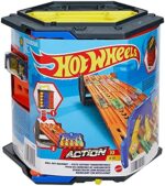 Hot Wheels - Rollout Raceway Trackset, lässt sich zu einer fünfspurigen Rennstrecke ausrollen, Aufbewahrungsbehälter, Spielzeug Autorennbahn für Kinder ab 4 Jahren – Bild 6