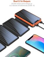 Faltbare Solar Powerbank 25000mAh, 1+3 faltbare Solarpanels, 2 USB-Ausgänge, wasserfest - Ideal für Smartphones, Tablets, Camping. – Bild 5
