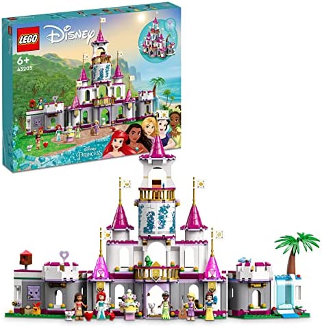 LEGO 43205 Disney Princess Ultimatives Abenteuerschloss, Prinzessinnenschloss Spielzeug, baubares Schloss mit Mini-Puppen Ariel, Vaiana, Tiana; Geschenk zu Weihnachten