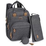 Wickeltasche Rucksack, Dikaslon Grosser Wickelrucksack mit Multifunktions Babytaschen und mobiler Wickelauflage, Schnullerhalter und Kinderwagengurte, für Mama und Papa