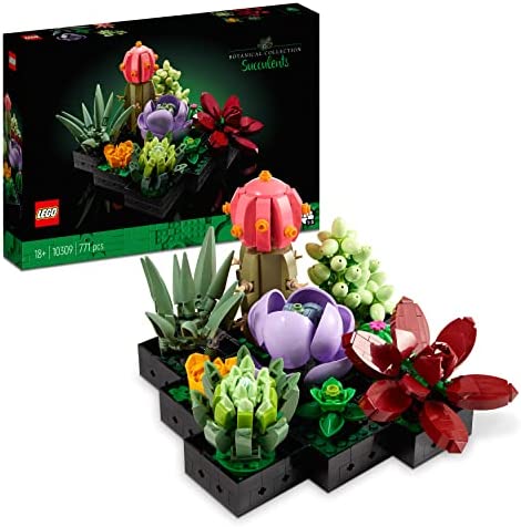 LEGO 10309 Icons Sukkulenten, Botanical Collection Set für Erwachsene zum Basteln, Zimmerdeko mit 9 künstlichen Mini-Pflanzen, Home Deko mit Blumen