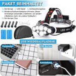 Stirnlampe,MLIAIMCE Superheller Stirnlampe LED Wiederaufladbar 18000 Lumen 8 LED 8 Modi Mit Rotlicht Warnlicht Kopflampe,IPX4 Wasserdicht,Perfekt Für Camping,Fischen,Outdoor,Joggen,Arbeit,Wandern – Bild 5