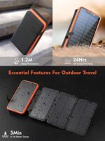 Faltbare Solar Powerbank 25000mAh, 1+3 faltbare Solarpanels, 2 USB-Ausgänge, wasserfest - Ideal für Smartphones, Tablets, Camping. – Bild 6