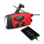 Vielseitiges Solar-Radio für Camping und Notfälle: Handkurbel, AM/FM, Taschenlampe, USB-Ladegerät (Rot)