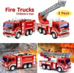 GizmoVine Feuerwehrauto 2 Stücke Auto Spielzeug für 2 Jahre Alten Jungen Feuerwehr Auto Mit Lichtern und Tönen , Früh Bildung Auto Spielzeug Trägheit Fahrzeuge Für Kinder und Kleinkinder – Bild 2