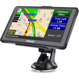 AWESAFE Navigationsgeräte für Auto PKW KFZ LKW Navi 2022 Europa Karten unterstützt lebenslang kostenloses Kartenupdate 7-9 Zoll GPS Navigation