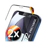 UTECTION 2X Full Screen Schutzglas 3D für iPhone 12 Pro Max (6.7") - Perfekte Anbringung Dank Rahmen - Premium Displayschutz 9H Glas - Kompletter Schutz Vorne - Folie Schutzfolie Vollglas, 2 Stück