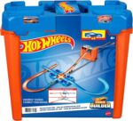 Hot Wheels Track Builder Autorennbahn Bauset GGP93 – inkl. 2 Autos, Spurwechsler & Crashzone, ab 4 Jahren