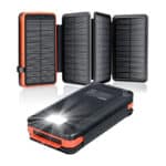Faltbare Solar Powerbank 25000mAh, 1+3 faltbare Solarpanels, 2 USB-Ausgänge, wasserfest - Ideal für Smartphones, Tablets, Camping.