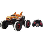 Hot Wheels HGV87 - Monster Trucks Tiger Shark, ferngesteuertes 4x4 Spielzeug-Auto für maximalen Outdoor-Renn-Spass, inklusive USB-Kabel, Spielzeug für Kinder ab 4 Jahren