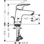 hansgrohe Waschtischarmatur Logis, Badarmatur wassersparend, Chrom – Bild 5