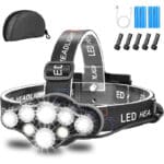 Stirnlampe,MLIAIMCE Superheller Stirnlampe LED Wiederaufladbar 18000 Lumen 8 LED 8 Modi Mit Rotlicht Warnlicht Kopflampe,IPX4 Wasserdicht,Perfekt Für Camping,Fischen,Outdoor,Joggen,Arbeit,Wandern