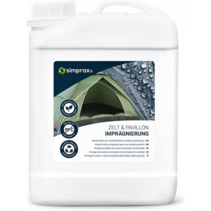 simprax® Zelt Imprägnierung Spray-On - 2,5 Liter Kanister - Oeko-TEX Zertifiziert - UV-stabil, biologisch abbaubar