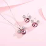 HERMOSO Mickey Mouse Ohrstecker und Kette Halsketten Schmucksets für Mädchen Damen, mit glänzendem Kristall versilbert 925 Silber Post Schmuck Geschenk für Mädchen gemacht – Bild 3