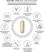 NATURE LOVE® Bio Ashwagandha - Hochdosiert mit 1950mg je Tagesdosis - 240 Kapseln - Hochwertige original indische Schlafbeere - Laborgeprüft, in Deutschland produziert – Bild 3
