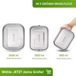 Blockhütte. Premium Edelstahl Brotdose I für Kinder inkl. Fächern & Ersatzdichtung. I Die Frischhaltedose mit Trennwand ist auslaufsicher. I Brotzeitdose klein. – Bild 6