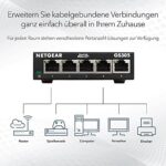NETGEAR GS305 LAN Switch 5 Port Netzwerk Switch (Plug and Play Gigabit Switch LAN Splitter, LAN Verteiler, Ethernet Hub lüfterlos, robustes Metallgehäuse), Schwarz – Bild 2