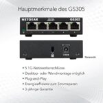 NETGEAR GS305 LAN Switch 5 Port Netzwerk Switch (Plug and Play Gigabit Switch LAN Splitter, LAN Verteiler, Ethernet Hub lüfterlos, robustes Metallgehäuse), Schwarz – Bild 5
