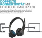 JLab Go Work Wireless Headset mit Mikrofon: 45+ Std. Wiedergabezeit, Kopfhörer mit Multipoint Verbindung, kabellos oder mit Kabel zu PC und Handy, Bluetooth Headset mit Mikrofon für Laptop Büro – Bild 2