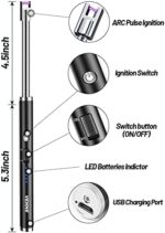 VEHHE Lichtbogen Feuerzeug Elektrisch, USB Aufladbares Elektro LED-Display Stabfeuerzeug Langer Flexibler Hals Geeignet für Küche,Kerzen,Gasherde,Grill – Bild 2