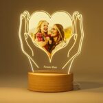 Bemaystar Foto Nachtlampe Personalisiert Herz Fotorahmen Geschenke für Mama und Kinder Fotogeschenke Familiengeschenke Pärchen Geschenke Geburtstag Muttertag Weihnachten Valentinstag