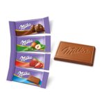 Milka Naps Mix, Zartschmelzende Mini-Schokoladentäfelchen aus Alpenmilch, Erdbeer, Haselnuss und Crème au Cacao – Bild 3