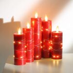 LED Kerzen 360 Grad Betrachtungswinkel, mit Sternenlichterketten, LED Kerzen, mit 10 Tasten Fernbedienung, 24 Stunden Timer Funktion, tanzende Flamme, Echtwachs – Bild 3