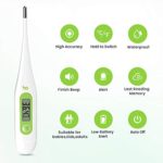 Femometer Digitales Fieberthermometer, Genaue Und Schnelle Ablesungen, Wasserdichte Sonde, Rektal, Oral, Achselthermometer Fieber thermometer für Baby Kinder Erwachsene – Bild 2