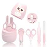 HyAdierTech Babypflege Set mit Baby Nagelschere, für Fingernägel und Fussnägel mit Nagelknipser, Nagelschere, Nagelfeile und Pinzette für Kinder und Neugeborene in süsser Eule Geschenk-Verpackung