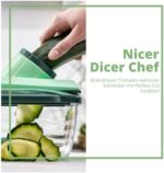 Genius Nicer Dicer Chef (15 Teile), Obstschneider, Gemüseschneider, Zwiebelschneider, Zerkleinerer, Gemüsehobel, Mandoline, Grün – Bild 2