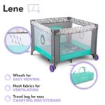 LIONELO LENE Baby Laufstall, Kinderbett, Reisebett ab Geburt bis 15 kg, Seiteneingang, Sicherungssystem LockGuard, Blockade der Räder, Tragetasche, zusammenklappbar – Bild 6