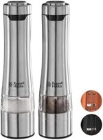 Russell Hobbs Salz und Pfeffer Mühle elektrisch, 2er Set, Edelstahl (Keramikmahlwerk für getrocknete Gewürze & Kräuter, Mahlgrad einstellbar fein bis grob, LED Beleuchtung) Gewürzmühlen 23460-56 – Bild 8